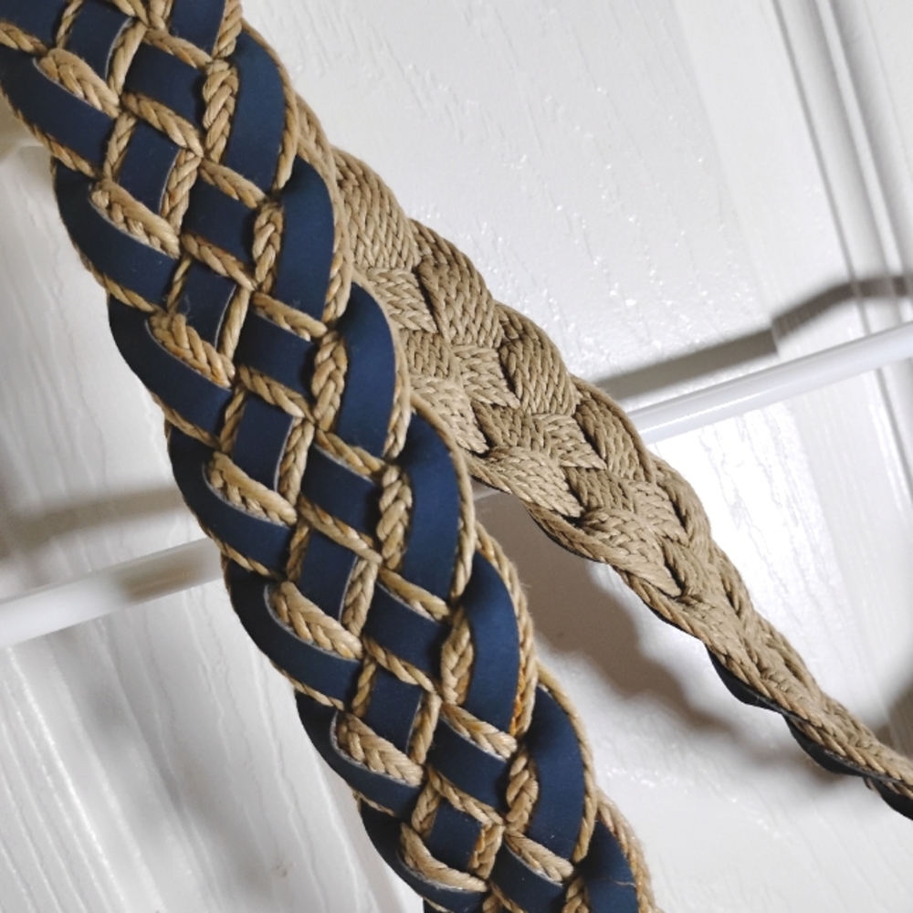 Men's Braided Navy Leather Belt Shore Leave 46
